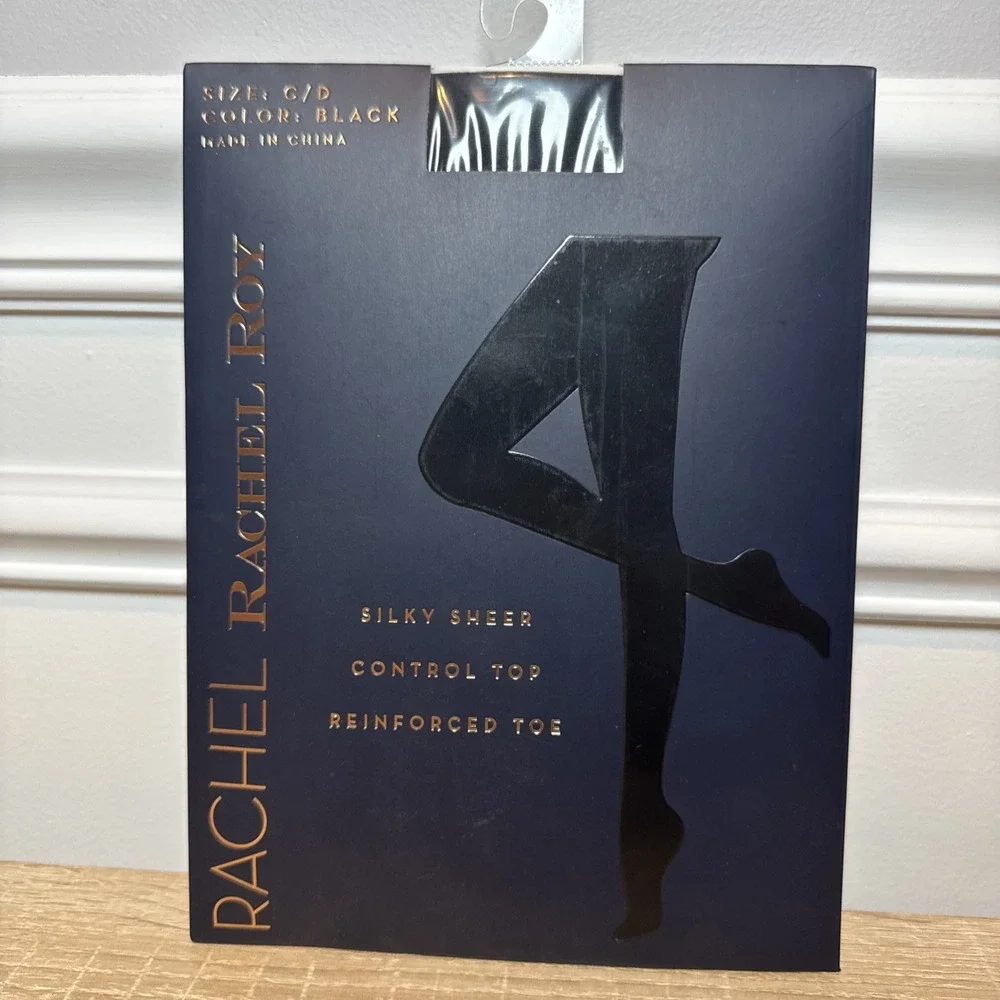 RACHEL Rachel Roy Silky Sheer Control Top Pantyhose Black C/D Reinforced Toe‎